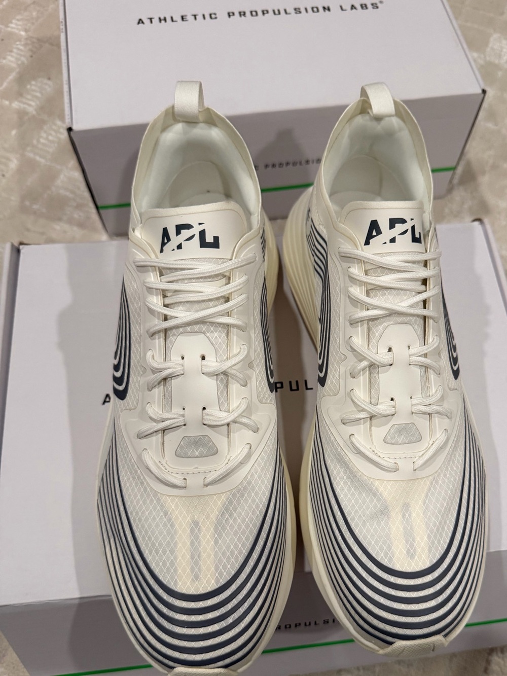 APL Men’s Athletic Shoes Cream with Black Stripes